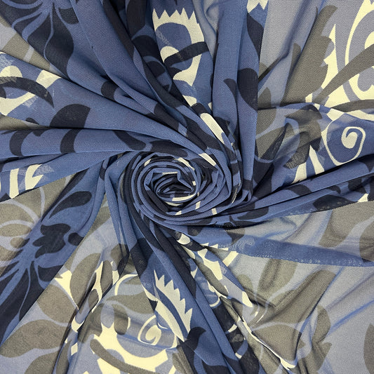 AZURA : Tulle imprimė motif floral bleu