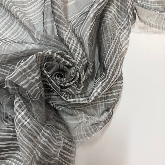 ÉMILE: Organza soie Vintage changeant couleur carreaux blancs