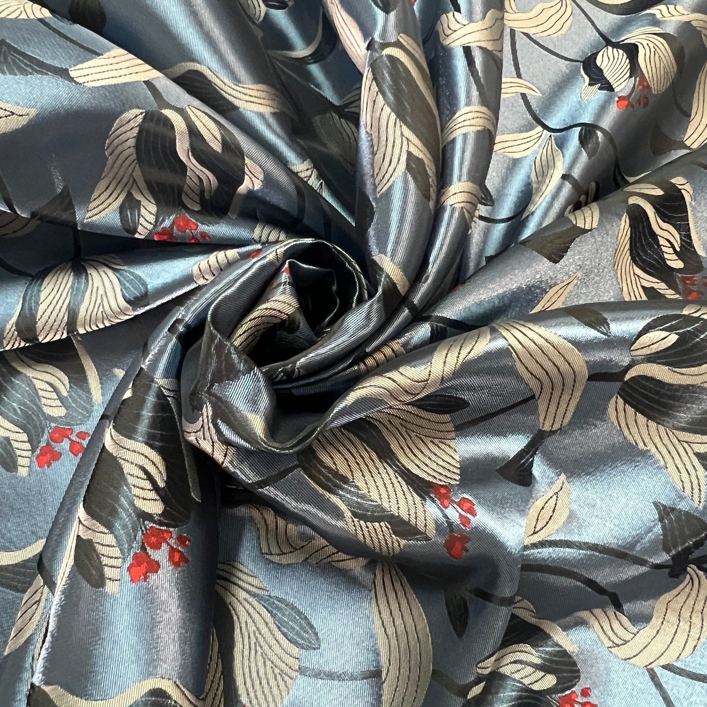 SAKURA : Jacquard coton satinée floral japonisant