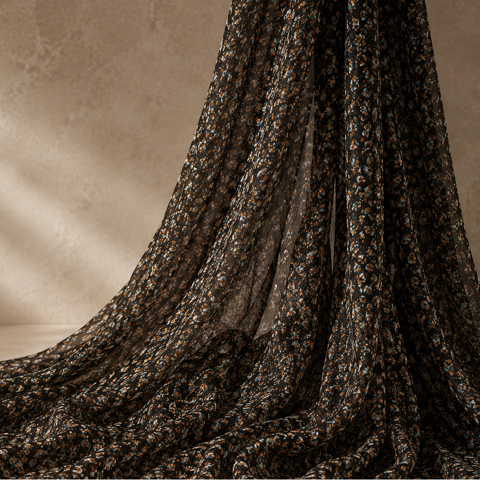 MOUMI: Mousseline crinkle viscose imprimé florale