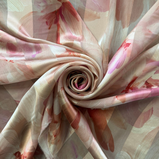 CALISTA : Bande satin imprimé floral romantique