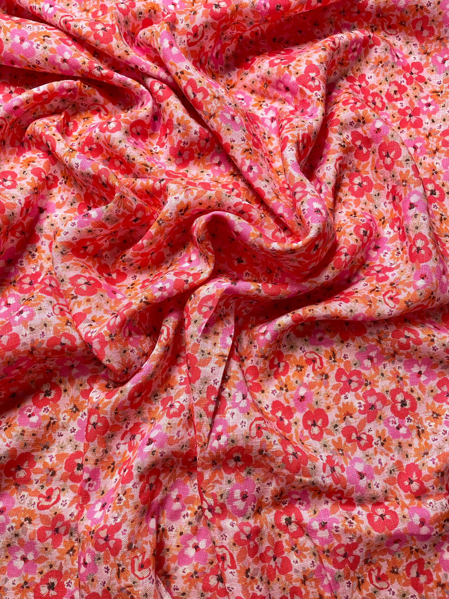 AVALIA: Voile de coton tissage lin imprimé prairie