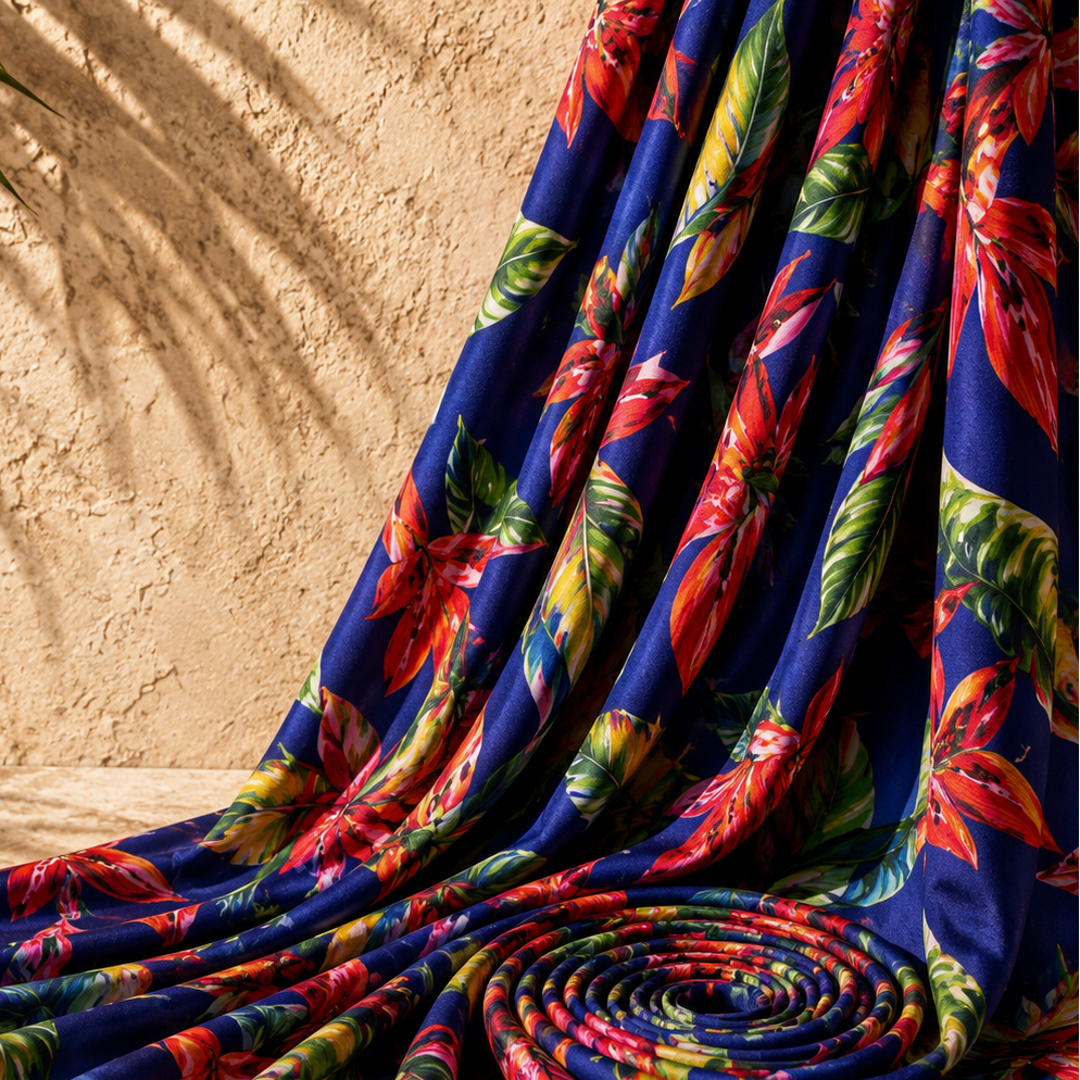 TROPÉA: Tropical Flowers Print Mesh