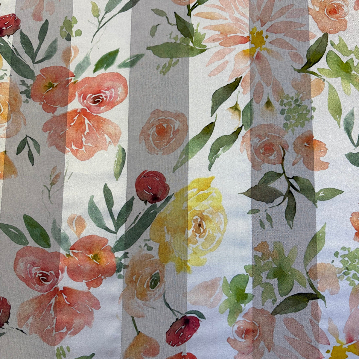 ISALINE : bande satin imprimé floral aquarelle