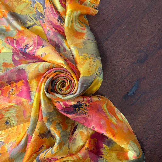 MIRA : Bande satin imprimé floral automnales