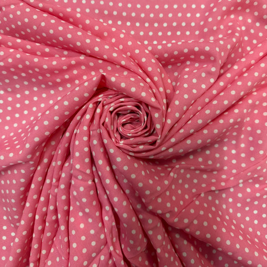 ROMY : Toile coton motif petits pois rose