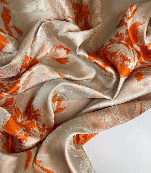 ORANGERIA: Jacquard double face fond ivoire motifs floraux