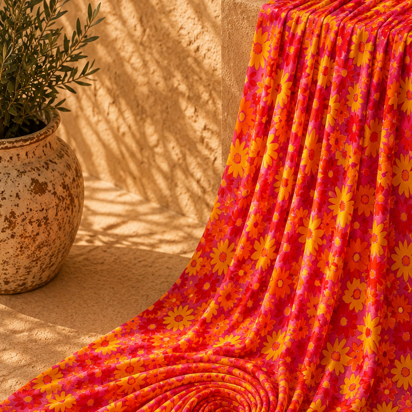 FLEURIA: Maille imprimé Flower Power