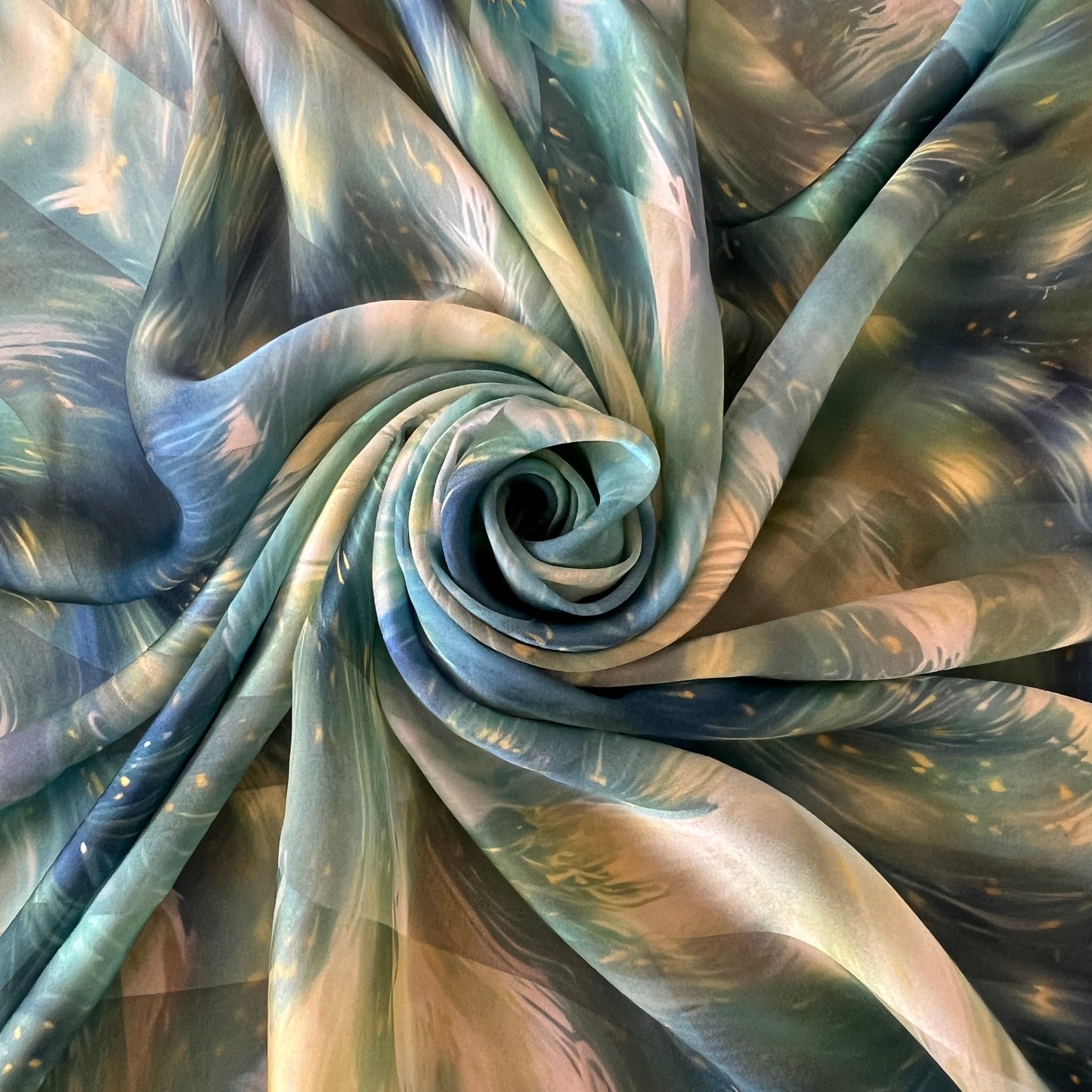 CASSANDRA : Bande satin imprimé floral artistique effet aquarelle