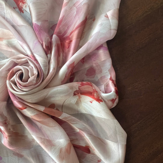 NOËLA : Bande satin imprimé floral aquarelle