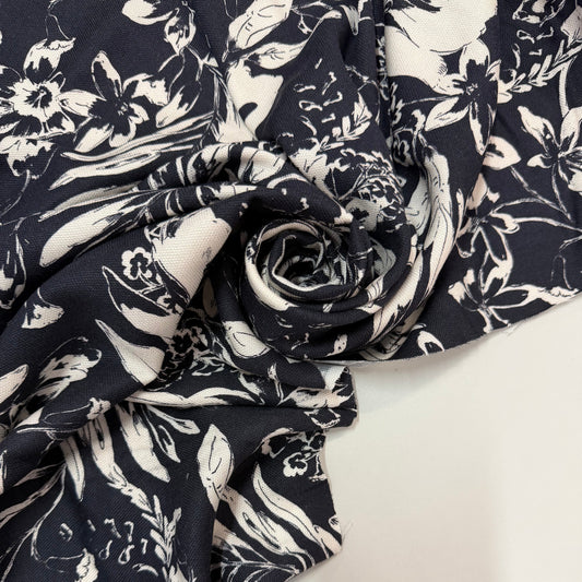 NOÉMIE : Coton imprimé floral monochrome