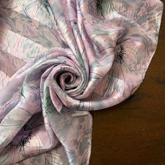 ZÉLIE : Bande satin imprimé floral effet dessin