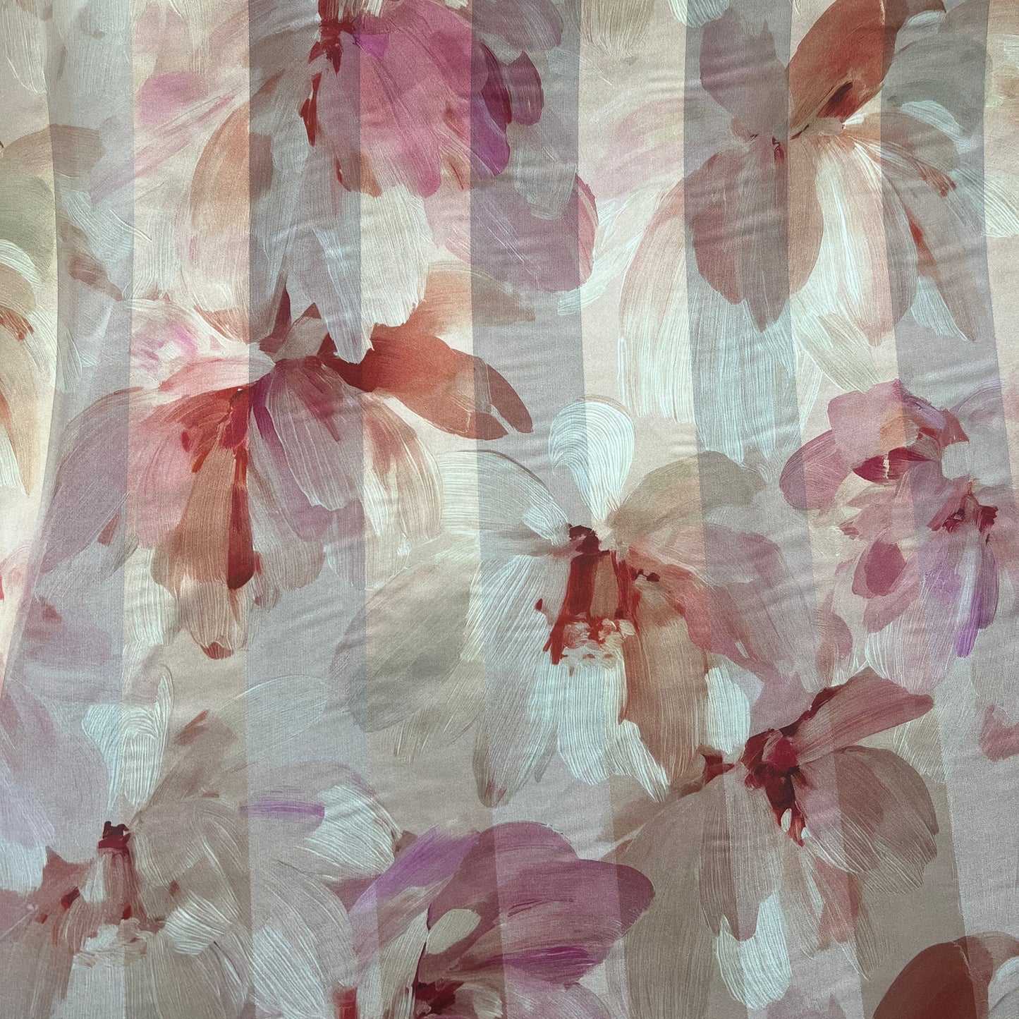 NOËLA : Bande satin imprimé floral aquarelle