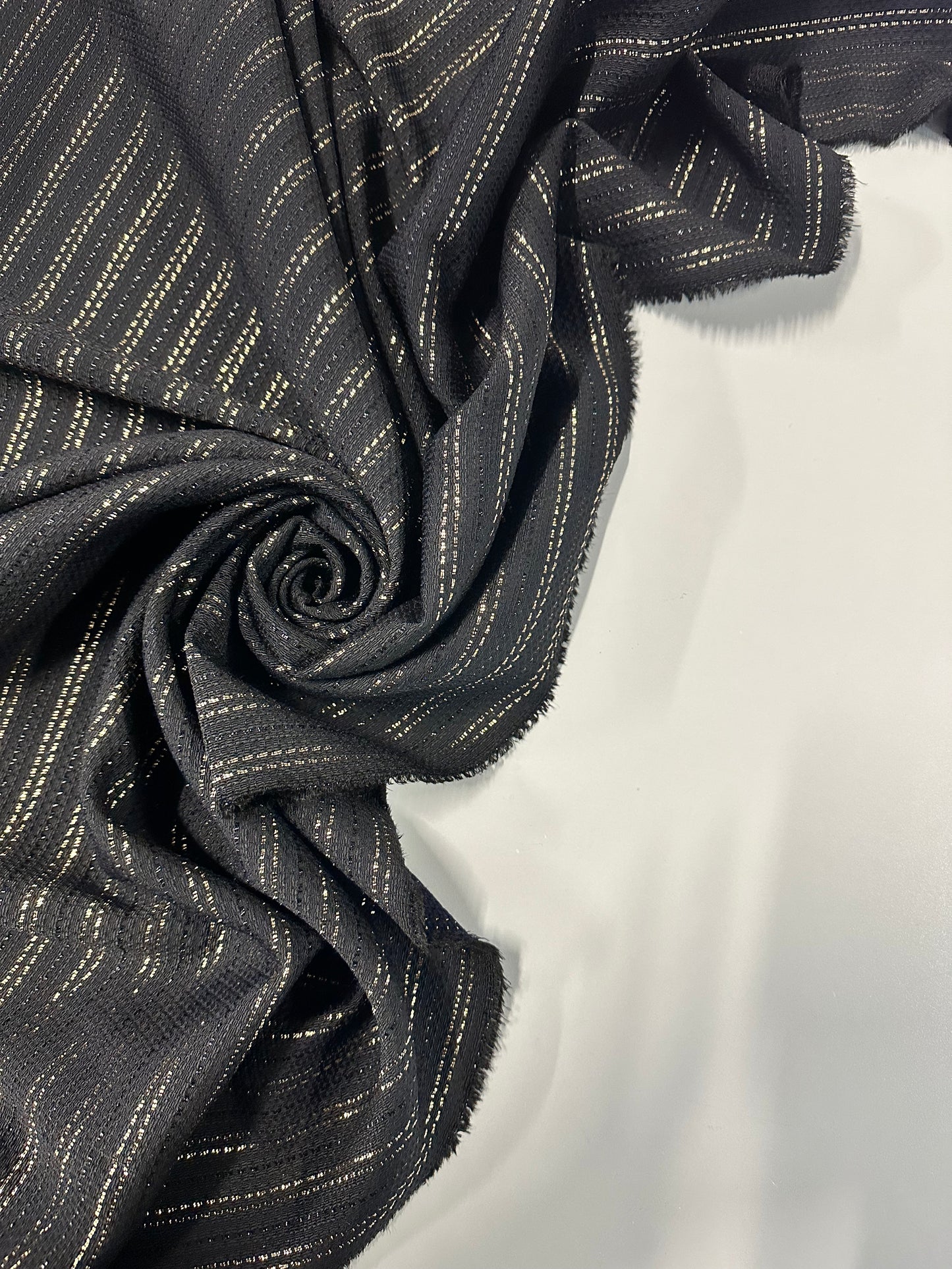 AURUM : Coton tissé à rayures lurex doré