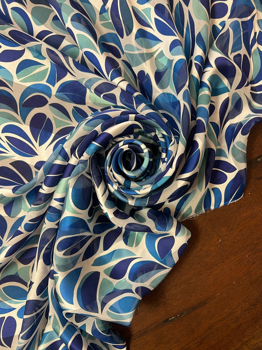 LUCIE : Bande satin imprimé floral géométrique