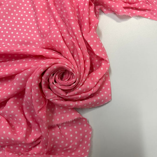 ROMY : Toile coton motif petits pois rose