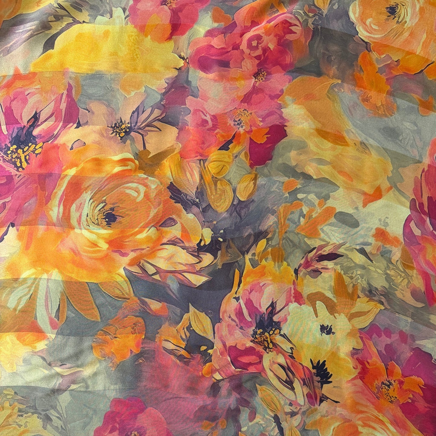 MIRA : Bande satin imprimé floral automnales