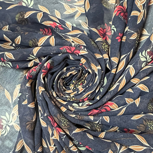 Héra : Mousseline feuillage floral vintage