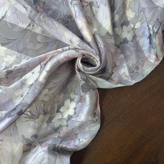 Lola : bande satin à motifs fleurs jaunes ,rose et violet