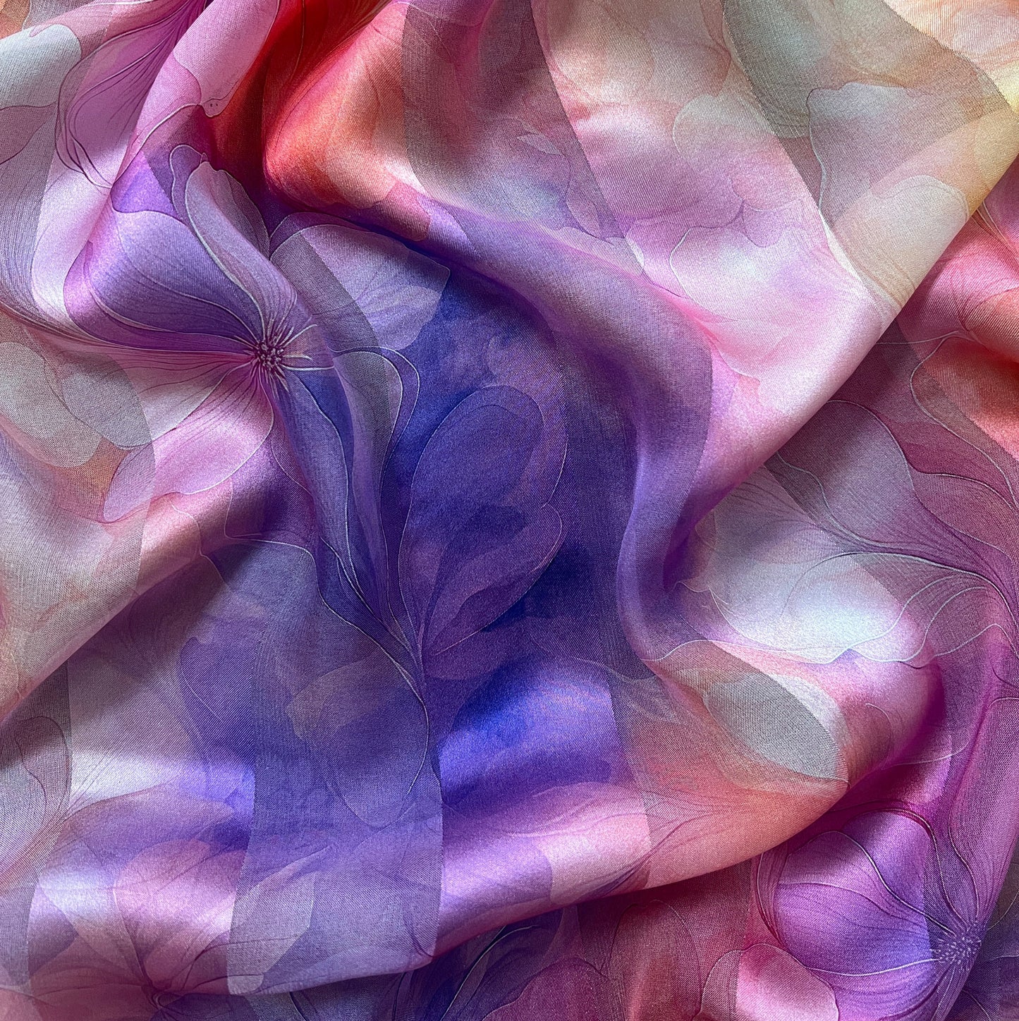 MANON : Bande satin imprimée motif dégradé floral