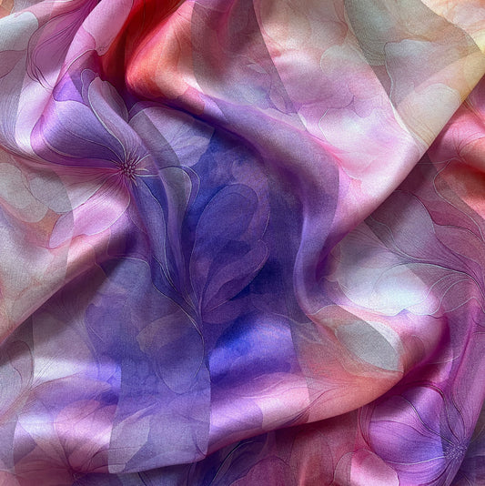 MANON : Bande satin imprimée motif dégradé floral