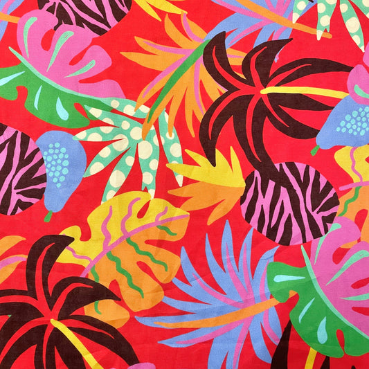 FLORA: Popeline viscose imprimé floral exotique