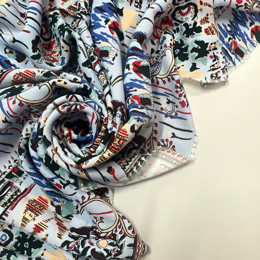 MARIANNE: Crêpe Viscose Imprimé fête de village