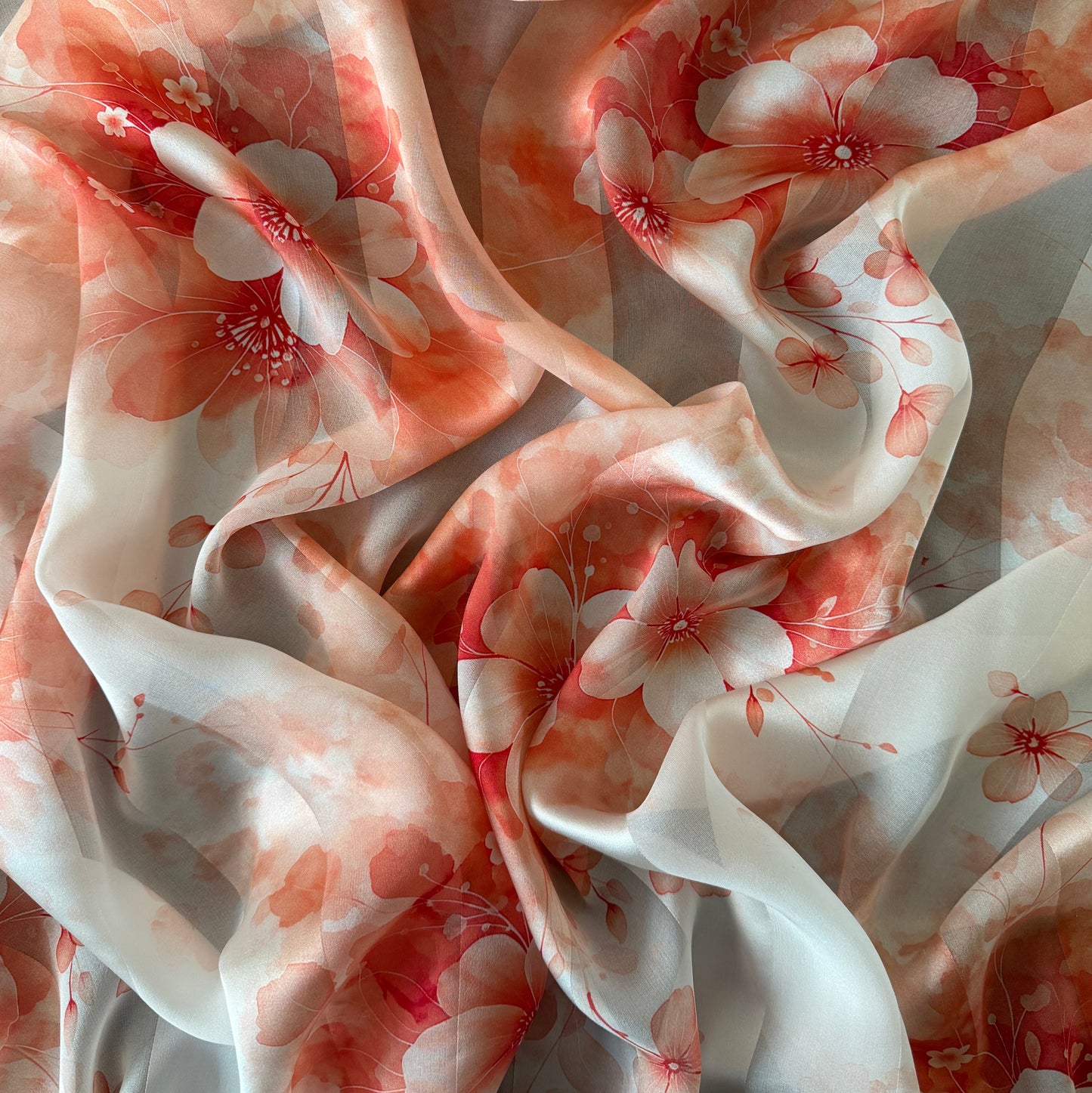 TERRA : Bande satin imprimé floral