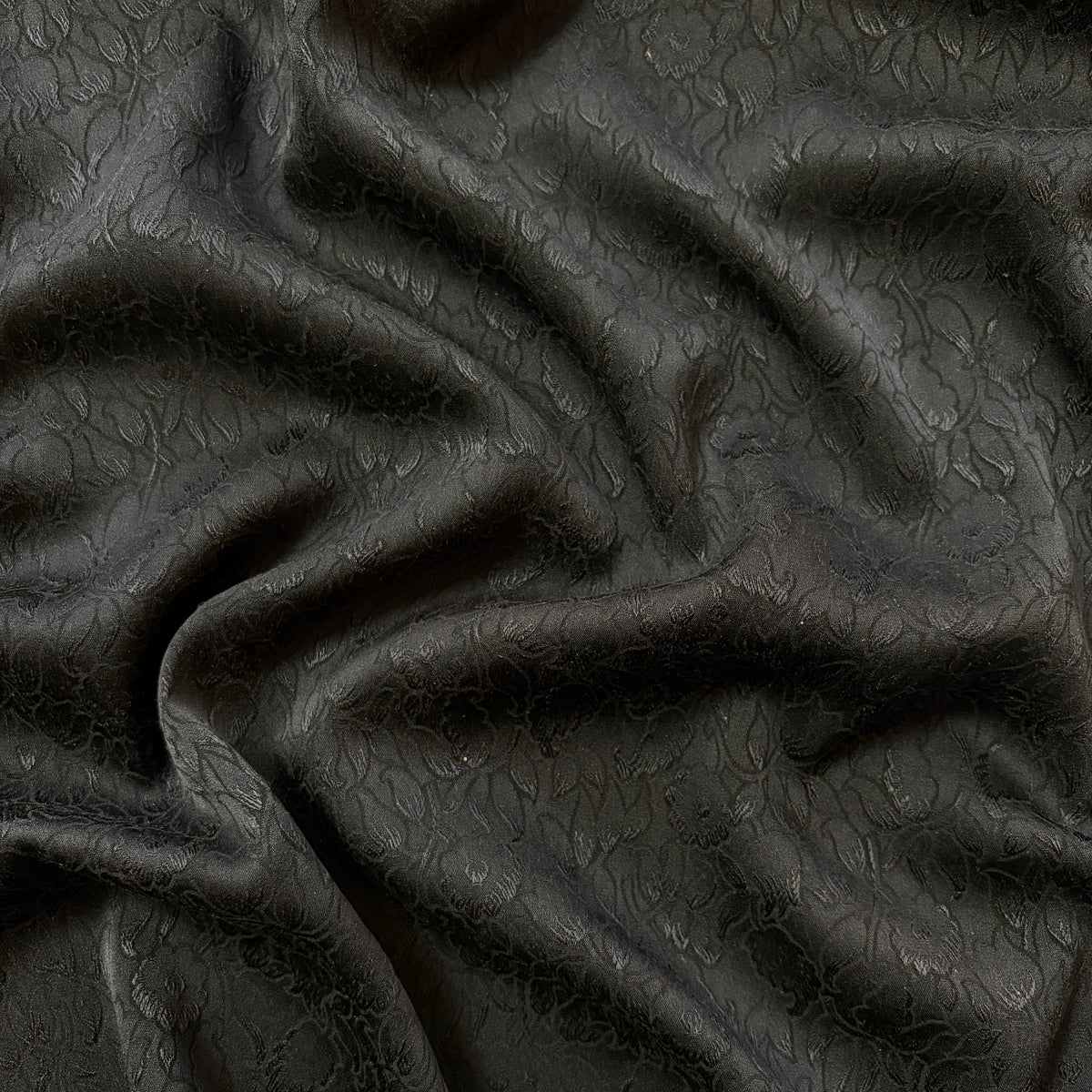 CALYPSO : Jacquard de soie floral noir