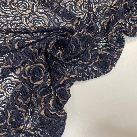 JAY: Floral lace in navy and gold