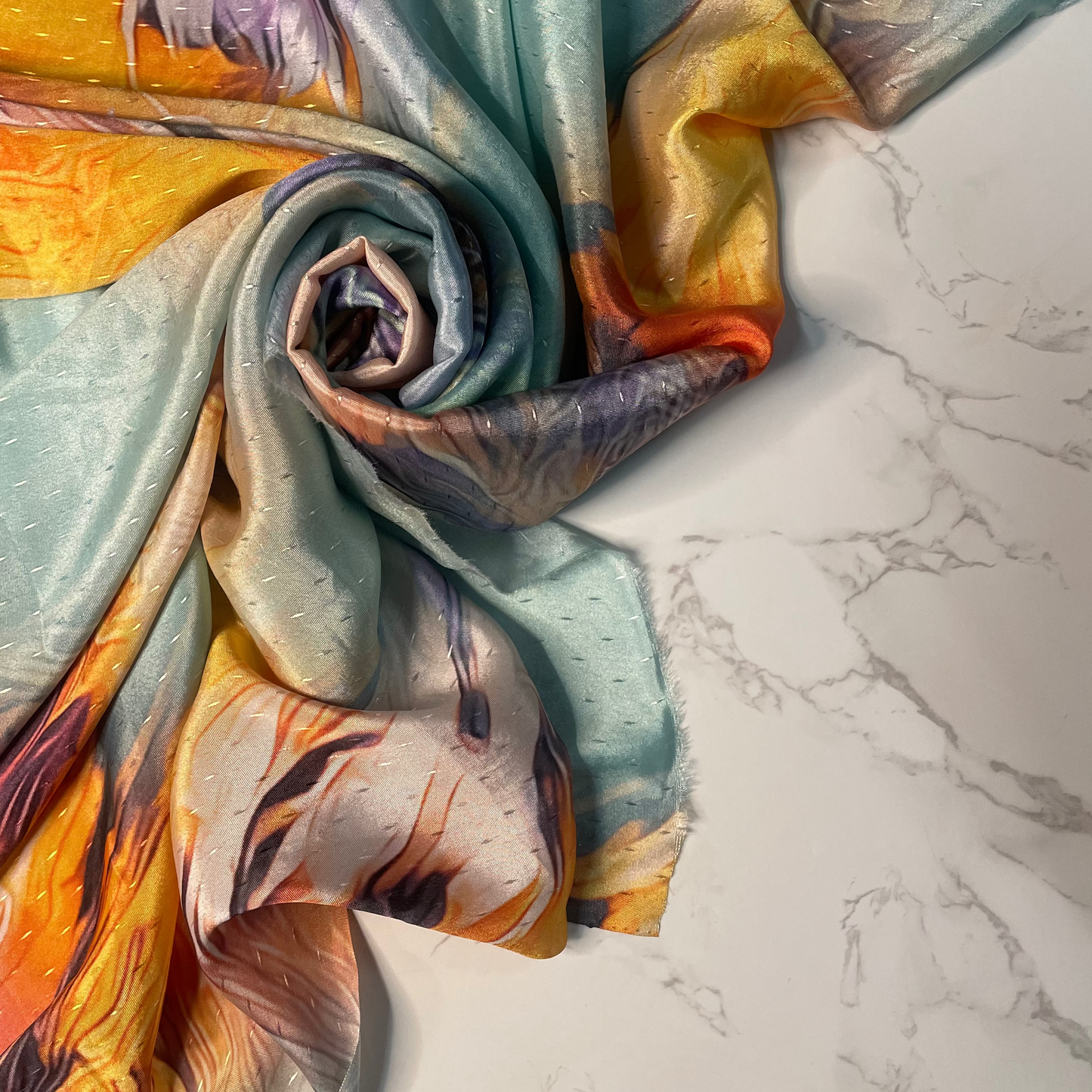 ZELIE: Satin imprimé inspiration aquarelle