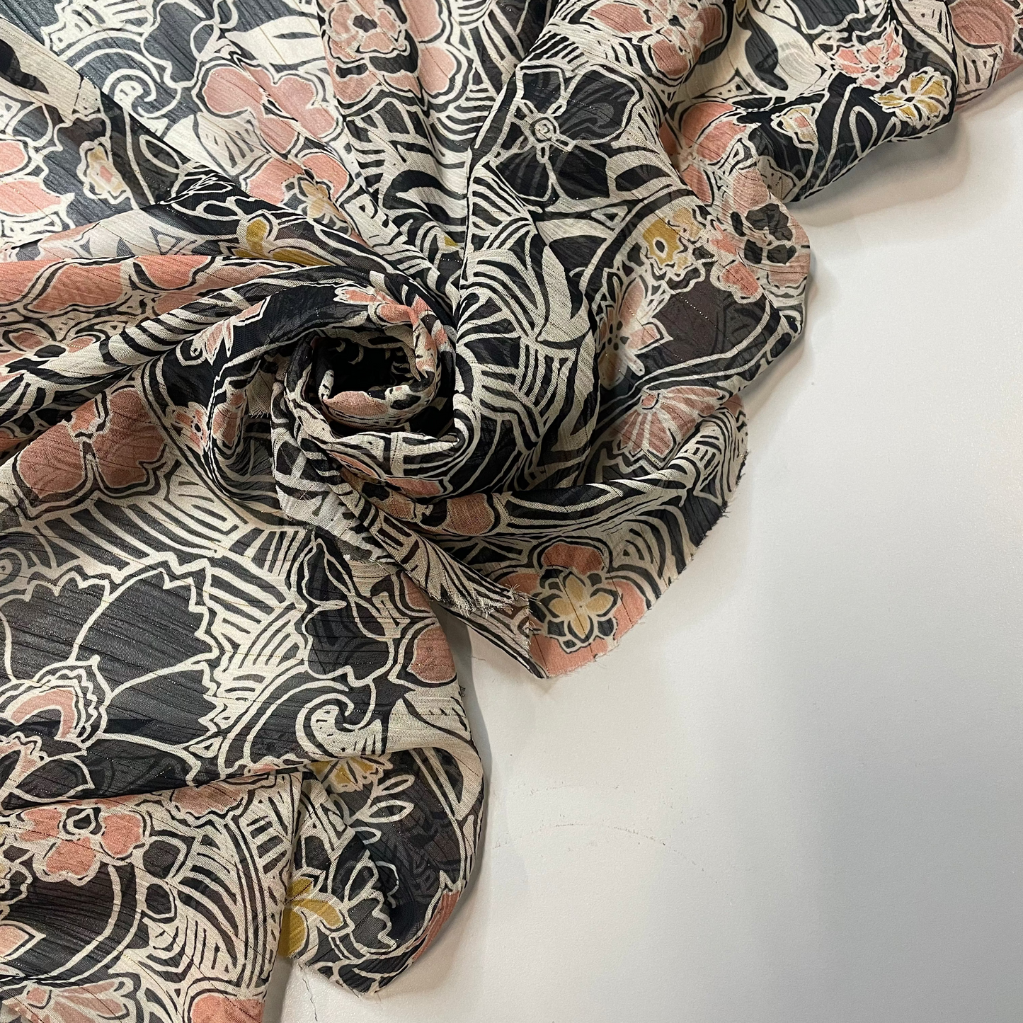 NAÏA: Mousseline imprimé floral graphique rétro