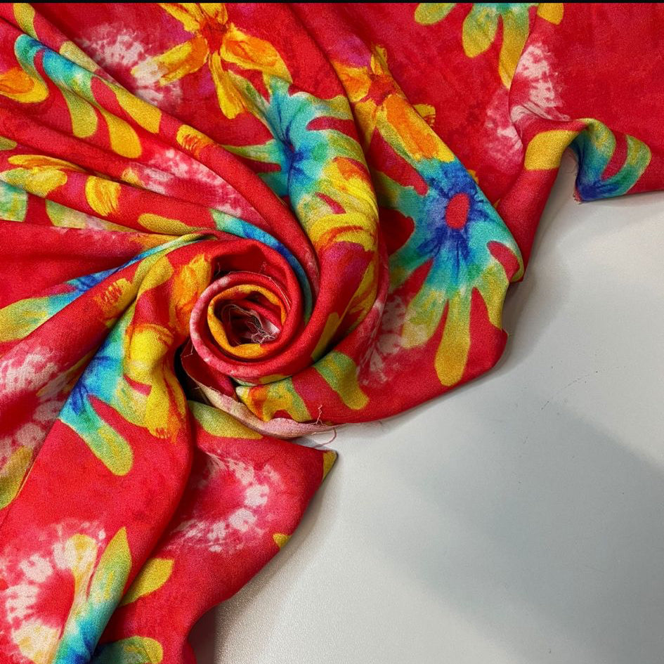 Athena : Crêpes viscose floral effet tie and die