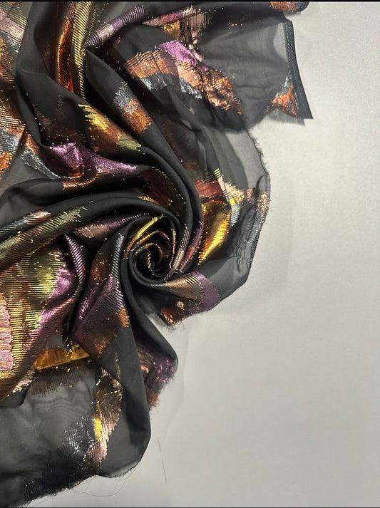 Vaporline : Mousseline à motif graphique en lurex