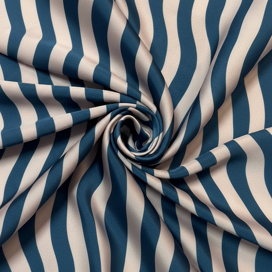 COUPON : OCÉANE Satin imprimé vagues : 3,70m