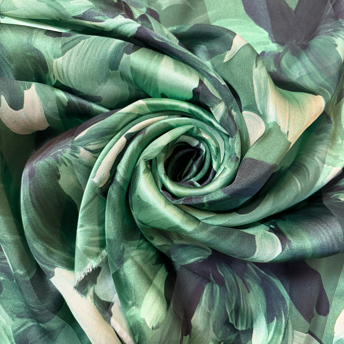 MIDORI : Bande satin végétal vert émeraude et vert jade