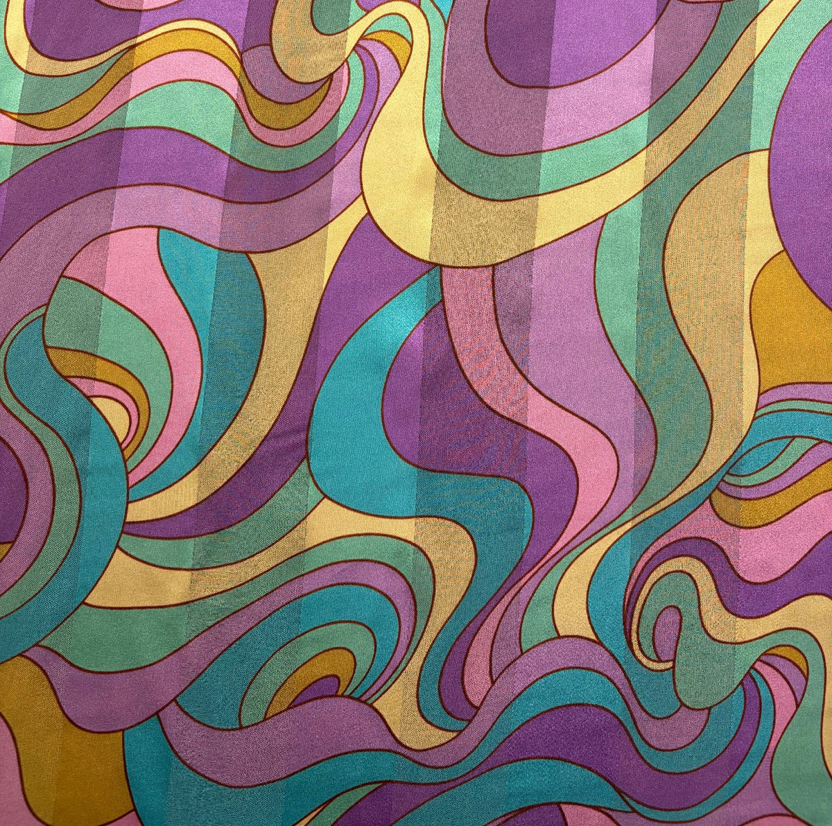 JOLENE : Bande satin imprimé psychédélique multicolore esprit années 70