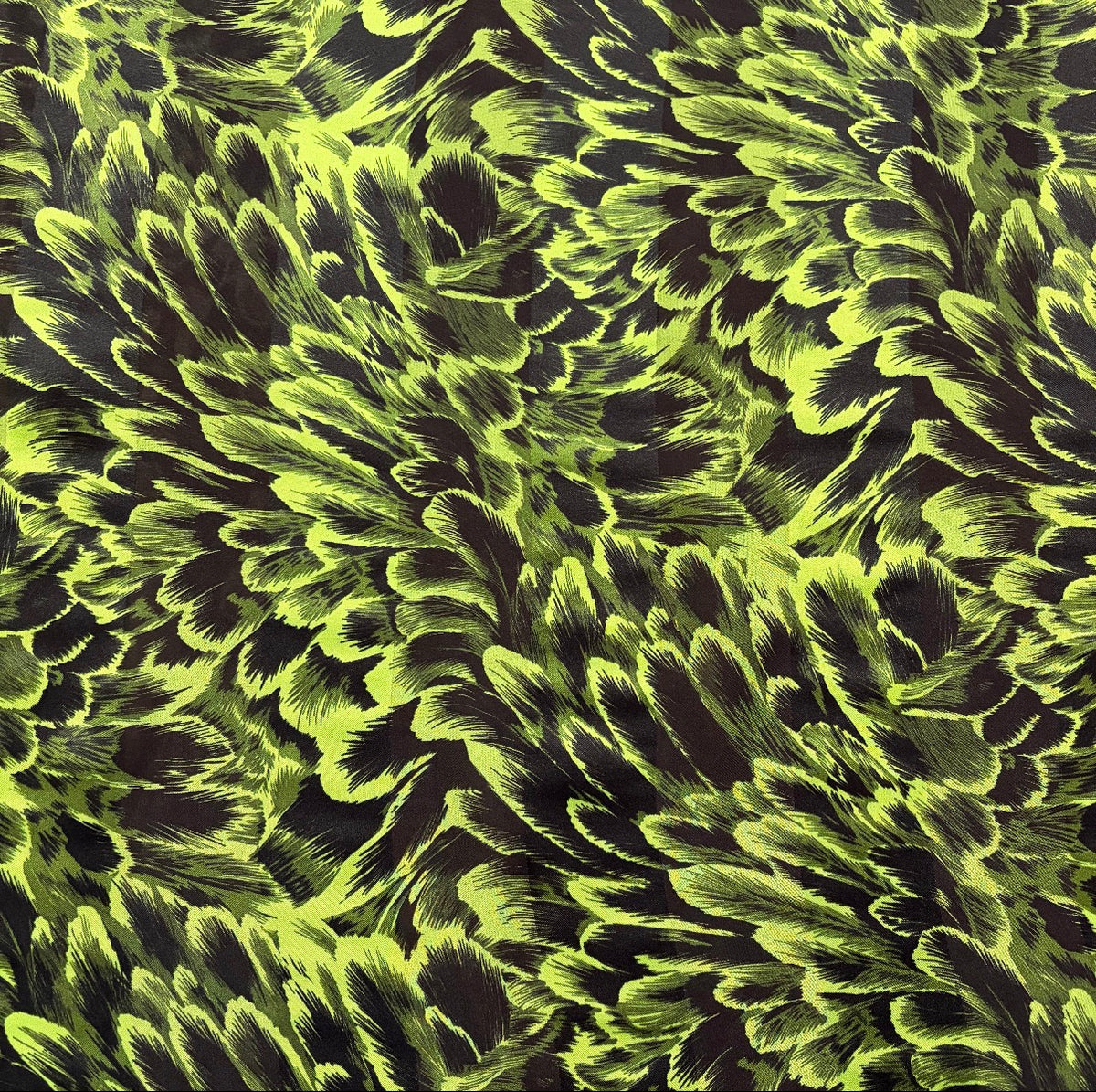 ZULEIKA : Bande satin imprimé animalier vert anis et noir
