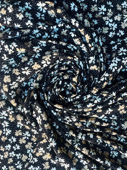 MARGAUX: Crêpe Viscose Imprimé florale et tacheté
