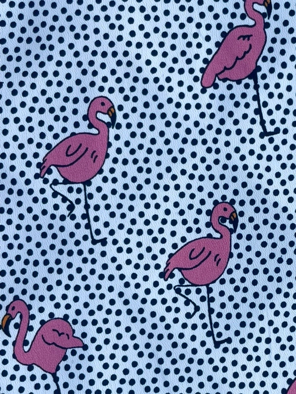 FLAMIEN: Crêpe imprimé Flamant rose